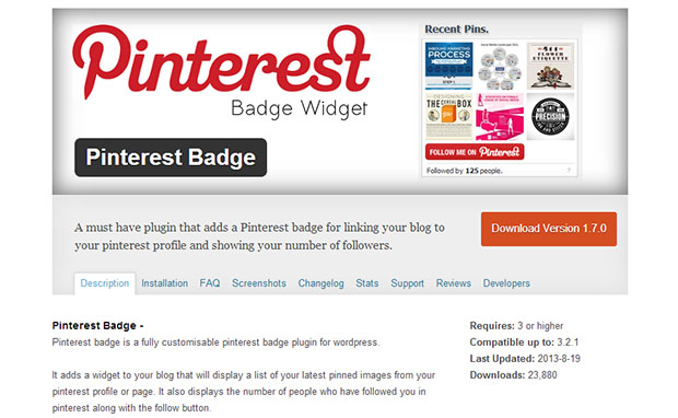 Pinterest Badge -Pinterest WordPress Plugin