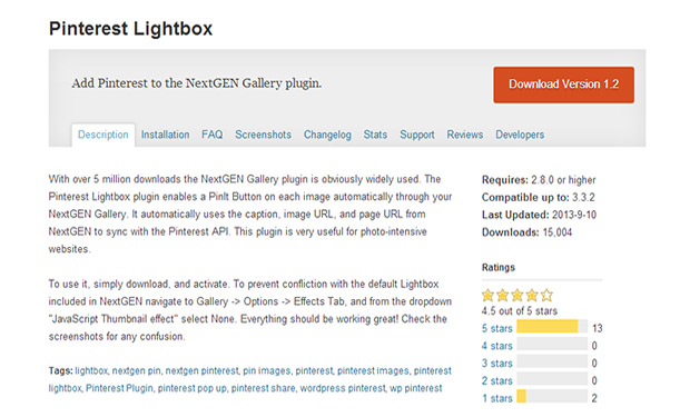 Pinterest Lightbox -Pinterest WordPress Plugin
