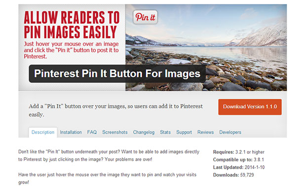 Pinterest Pin It Button For Images -Pinterest WordPress Plugin