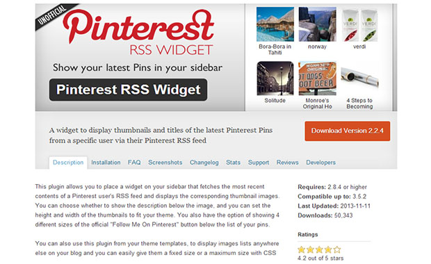 Pinterest RSS Widget -Pinterest WordPress Plugin