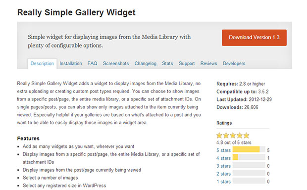 Really Simple Gallery Widget -WordPress Media Gallery Plugin