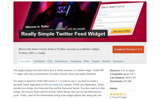 Really Simple Twitter Feed Widget -WordPress Twitter plugin