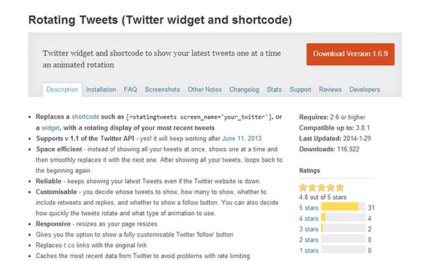 Rotating Tweets -WordPress Twitter plugin