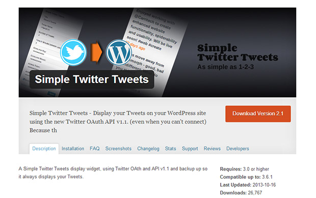 Simple Twitter Tweets -WordPress Twitter plugin