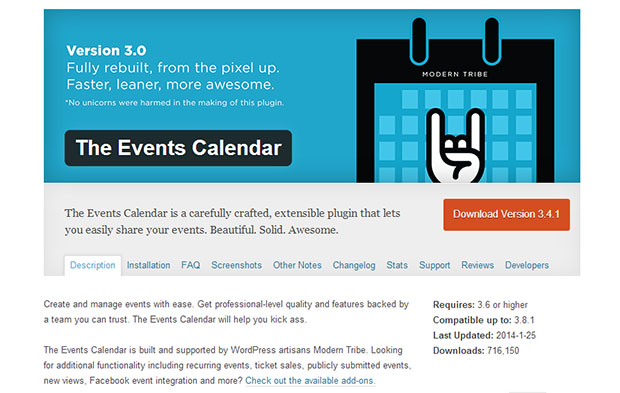 The Events Calendar -Wordpress Events Plugin