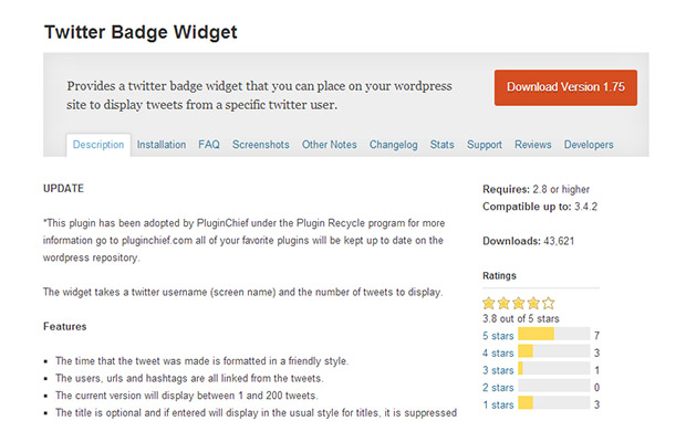 Twitter Badge Widget -WordPress Twitter plugin