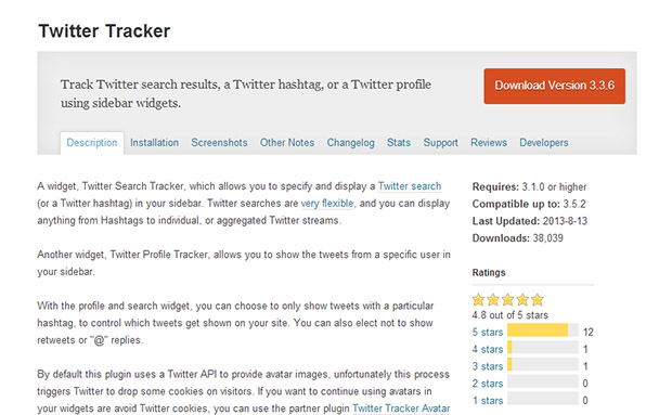 Twitter Tracker -WordPress Twitter plugin