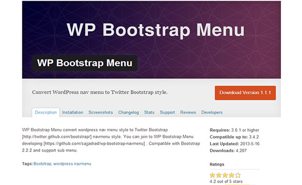 WP Bootstrap Menu -WordPress Bootstrap plugin