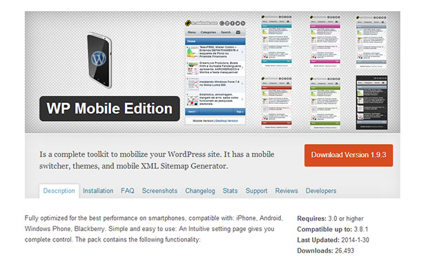 WP Mobile Edition -WordPress Mobile Plugin