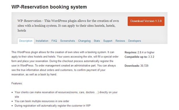 WP Reservation -WordPress Booking Plugin