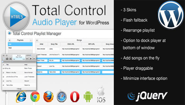 Total Control HTML5 Audio Player for WordPress