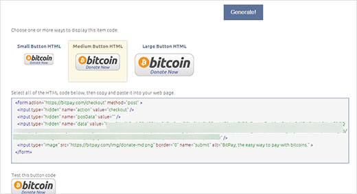 bitcoin payment button generator