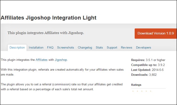 affiliates jigoshop integration light