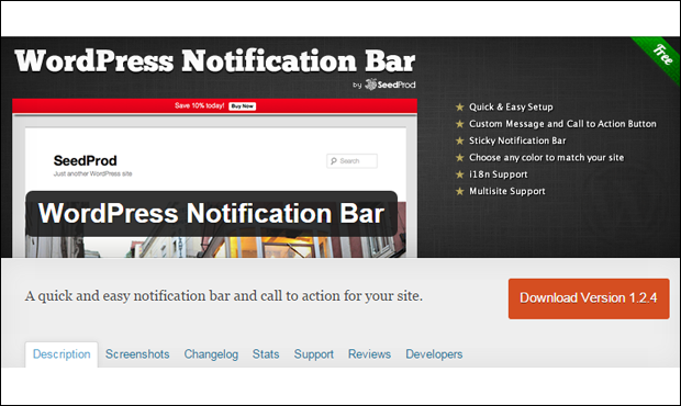 wordpress notification bar