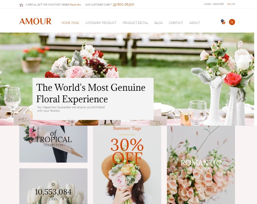 Amour WooCommerce Flowers Shop WordPress Theme