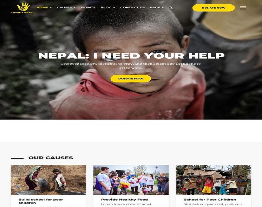 CharityHeart-- Not-for-profit, Crowdfunding, Single-Charity Responsive-WP-Theme