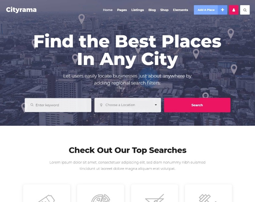 Cityrama Directory listing and City Guide WordPress Theme