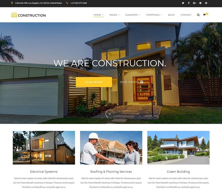 Construction - Business WordPress theme outlined for Development, Building organizations 