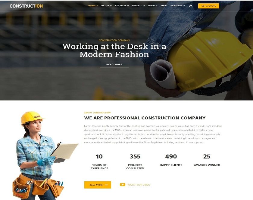 Construction - Responsive WordPress Theme that is Professionally Composed