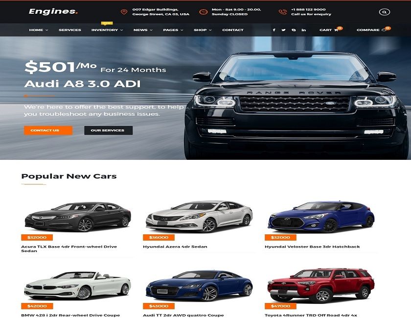 Engines ­- WordPress Theme for Auto Merchant, Automobile Merchant, Car, Bike Dealership 