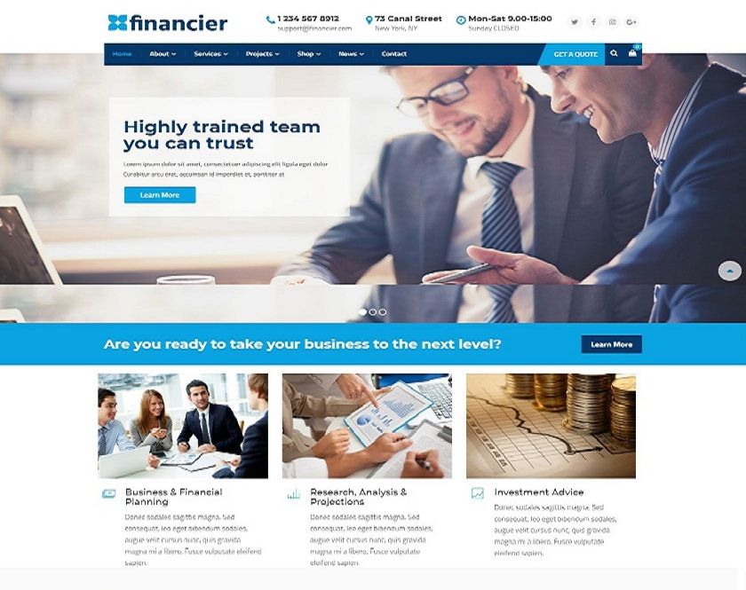 Financier - Perfect and Present-day Business WordPress Theme