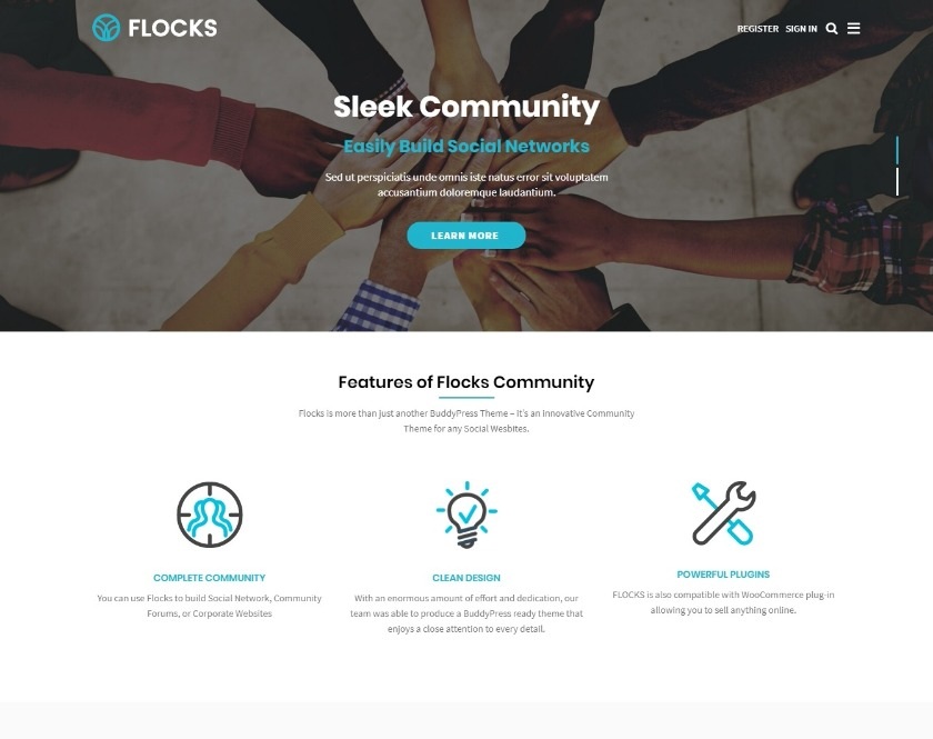 Flocks Social Networking and Community WordPress Theme