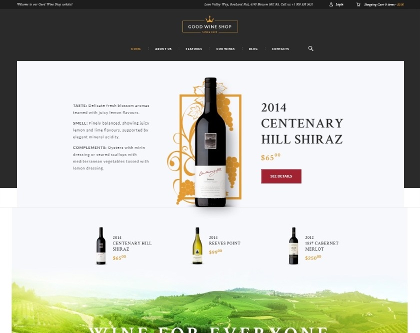 Good Wine winery, vineyard WordPress theme