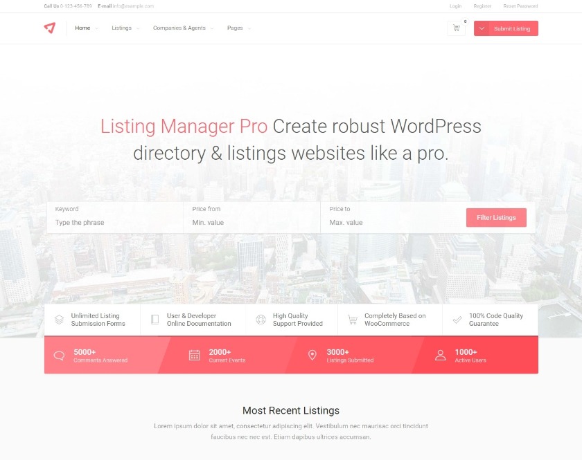 Listing Manager Pro WooCommerce Directory WordPress Theme 