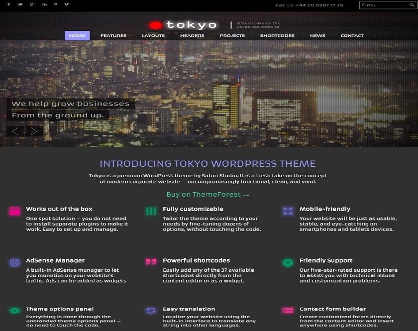 Tokyo - Premium WordPress theme by Satori Studio