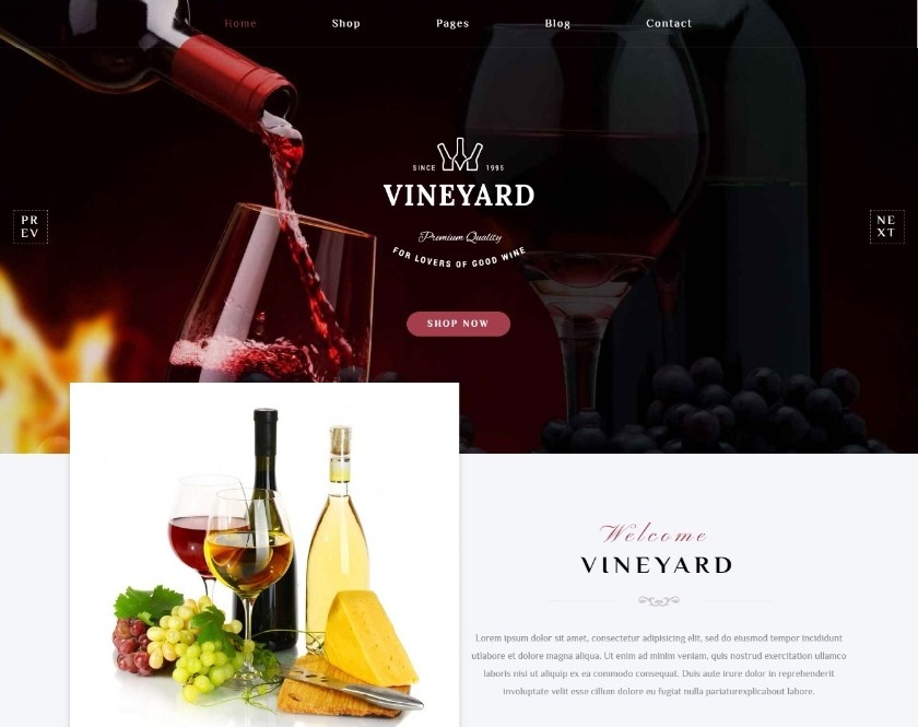Vineyard WooCommerce Wine store WordPress Theme