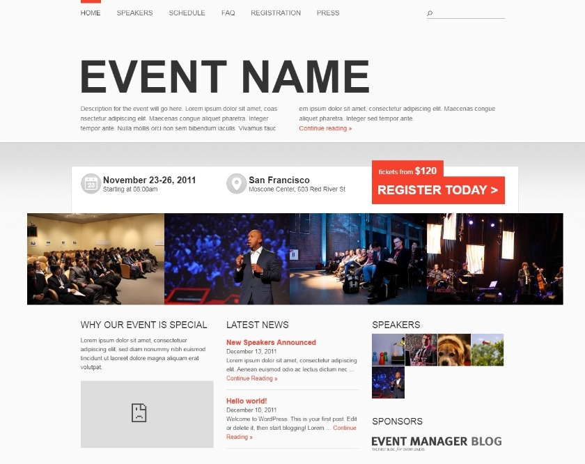 event manager responsive event wordpress theme