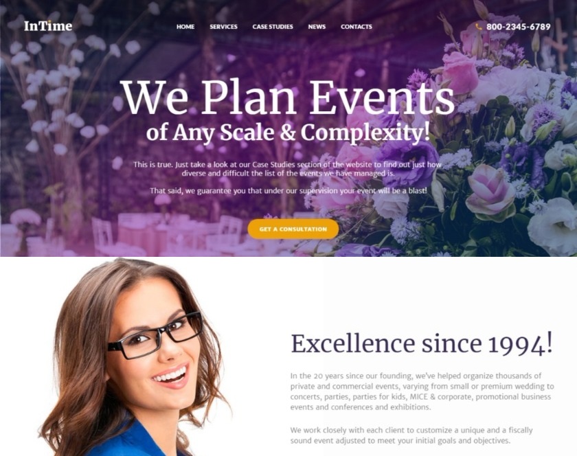 intime event management theme