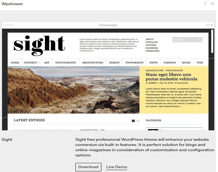 Sight - Free proficient WordPress theme