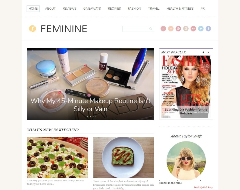 Feminine Blogging WordPress Theme