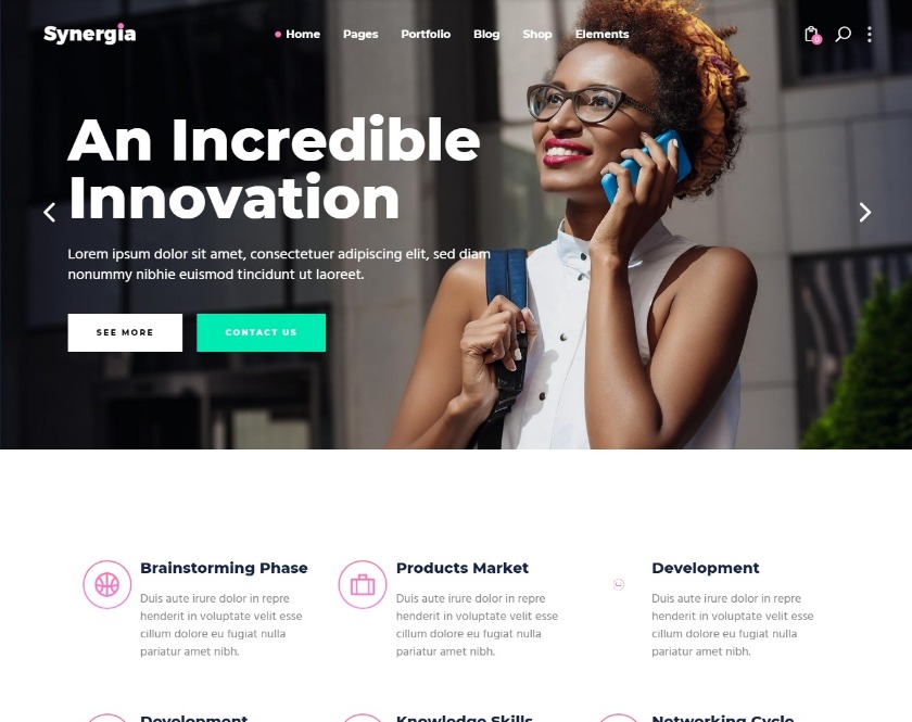 Synergia WordPress Theme for New Businesses