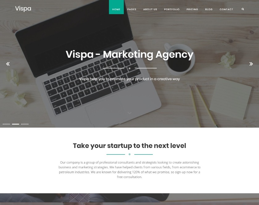 Vispa Startup responsive WordPress Theme