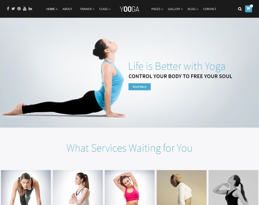 Yooga Yoga Studio, Wellness Classes, Sports and Yoga Reflection WordPress Theme
