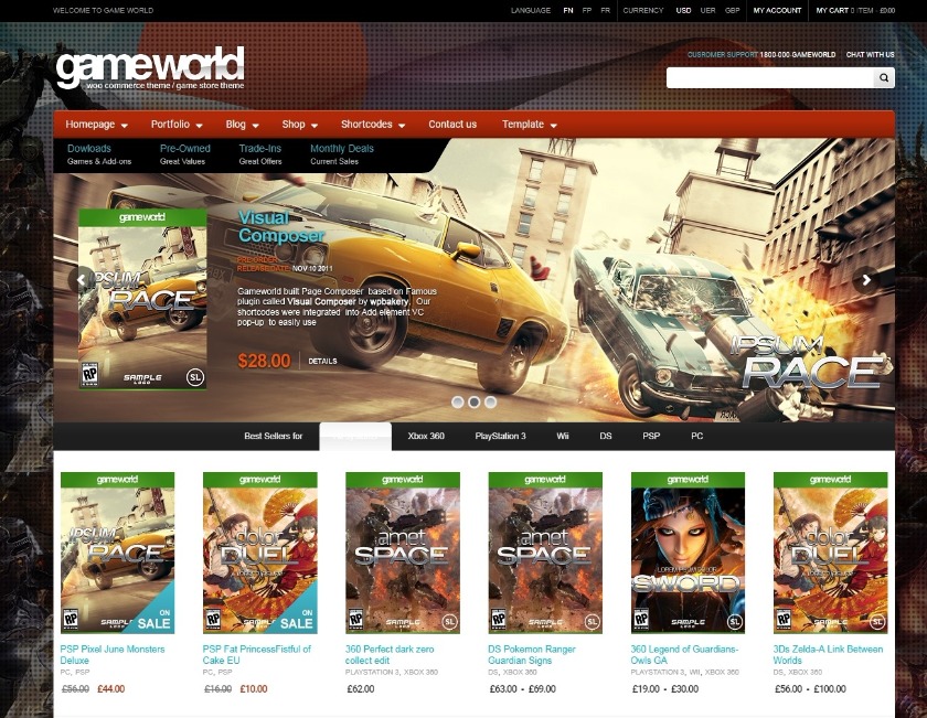 gameworld game store wordpress theme 