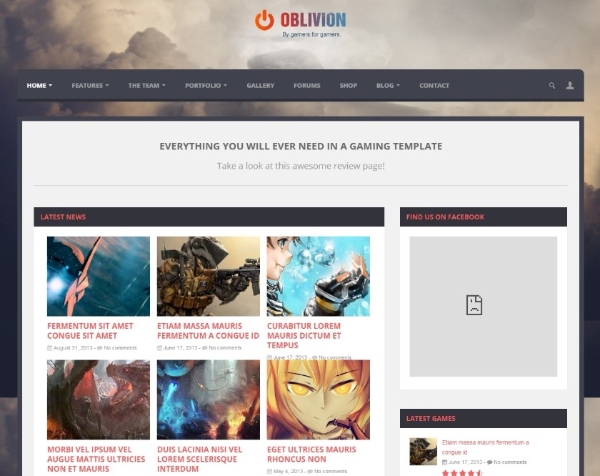 oblivion multipurpose gaming theme