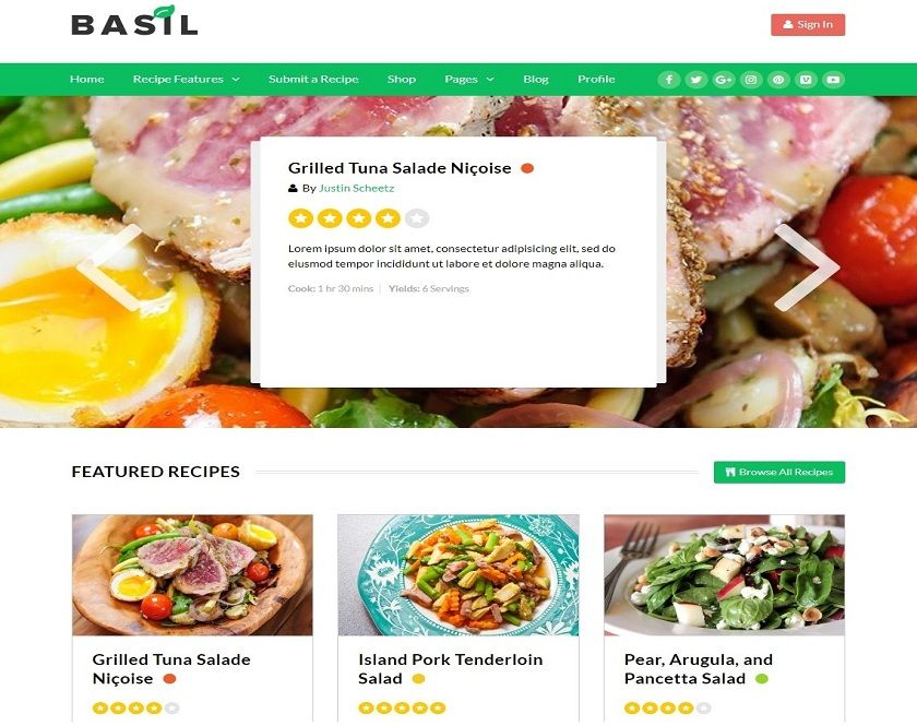 Basil Recipes - Recipes Fueled WordPress Theme