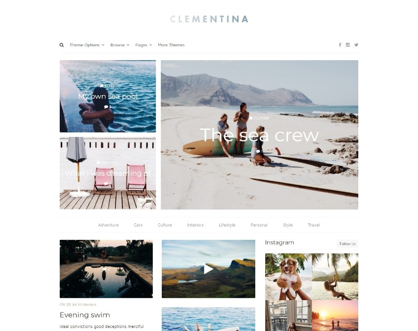 Clementina Travel, and Way of life Blog WordPress Theme