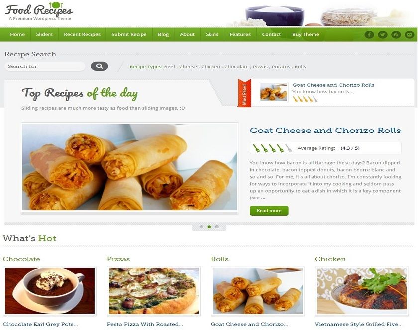 Food Recipes - Flawlessly outlined WordPress theme 