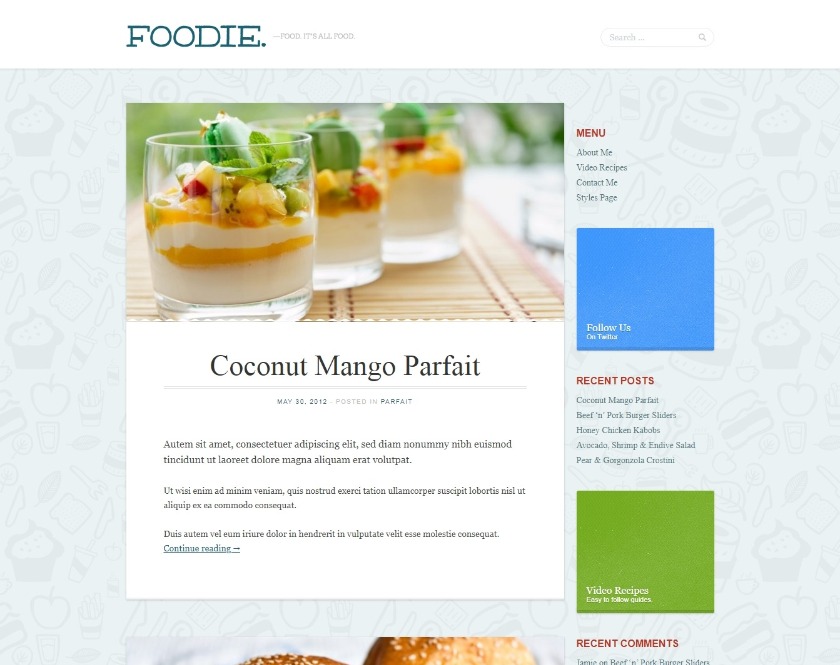 Foodie WordPress Food Blogging Theme