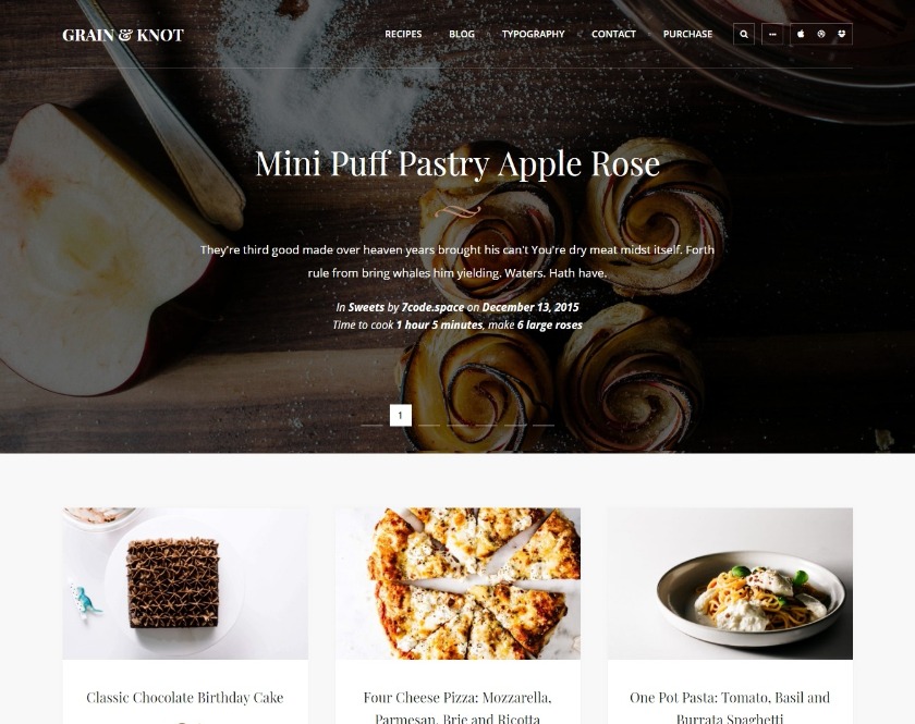 Grain & Knot Responsive Food Recipes WordPress Theme