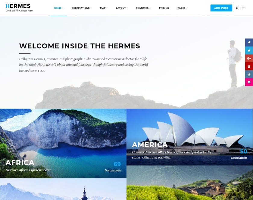 Hermes Quality ResponsiveTravel Blog WordPress Theme
