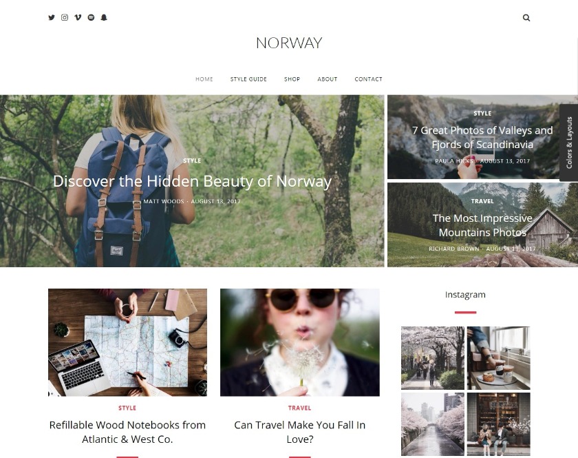 Norway WordPress WooCommerce Travel Blog Theme