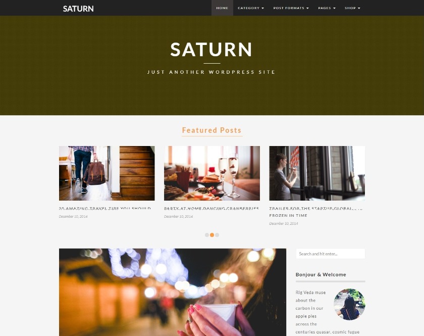 Saturn Perfect Travel Blog WordPress Theme