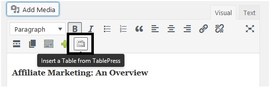 how to insert table from tablepress in wordpresss
