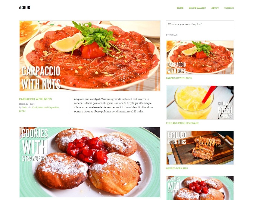iCook Perfect Food Blog Driven WordPress Theme