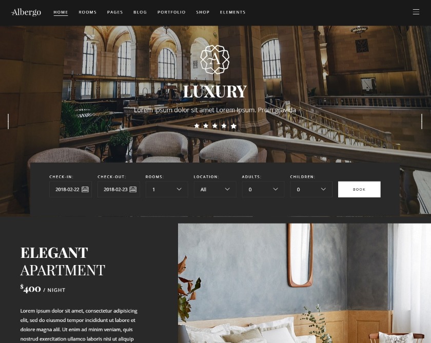 Albergo A Modern Hotel and Accommodation Booking Theme